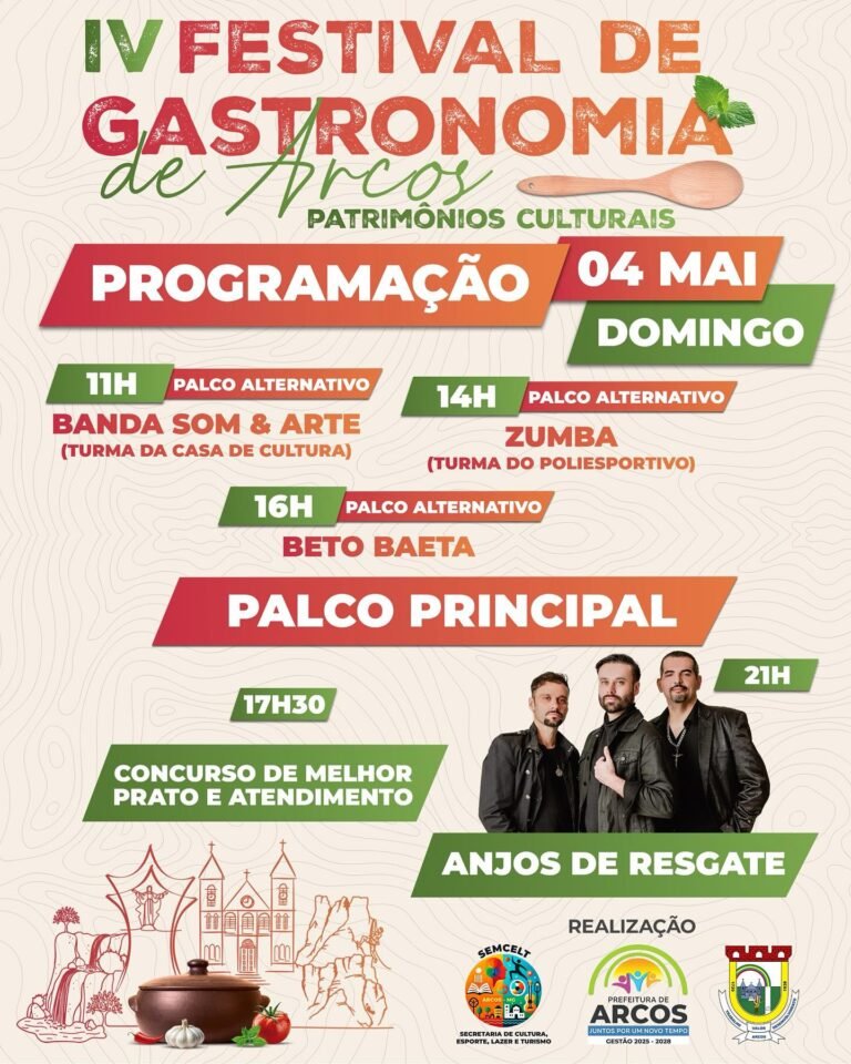 4º Festival de Gastronomia de Arcos encerra hoje com programação musical diversa e grande participação do público