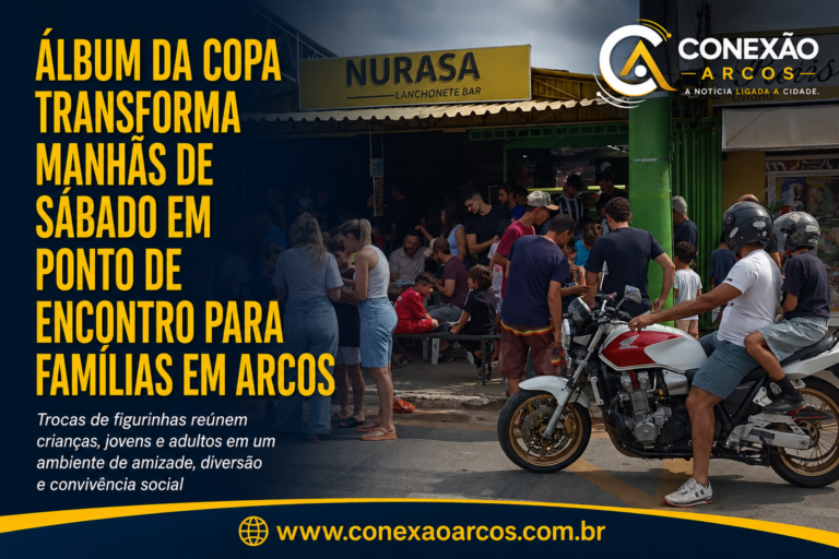 Álbum da Copa transforma manhãs de sábado em ponto de encontro para famílias em Arcos