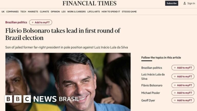Imprensa internacional destaca vitória de Flávio Bolsonaro 'Virada surpreendente': como imprensa internacional repercutiu vitória de Flávio Bolsonaro sobre Lula no 1º turno